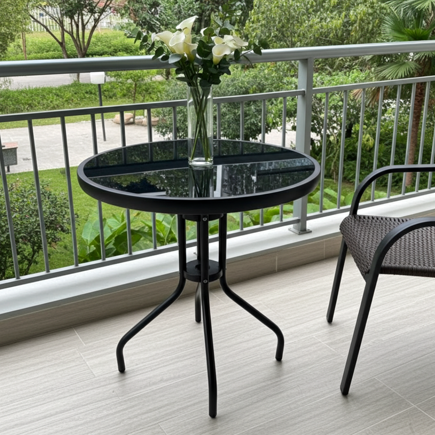 Beistelltisch Alfresco mit Spiegelglasplatte, rund 60 cm