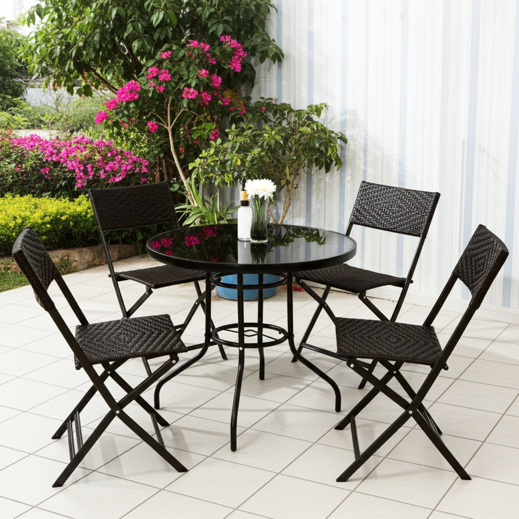 Gartenmöbel-Set Alfresco, 5-teilig (4 Sessel und Glastisch)