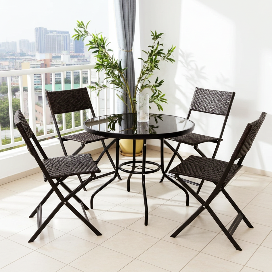 Gartenmöbel-Set Alfresco, 5-teilig (4 Sessel und Glastisch)