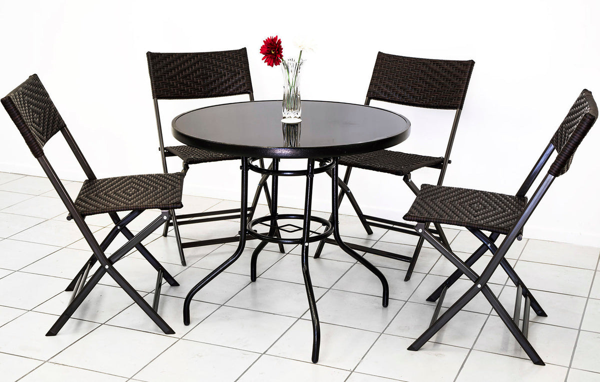Gartenmöbel-Set Alfresco, 5-teilig (4 Sessel und Glastisch)