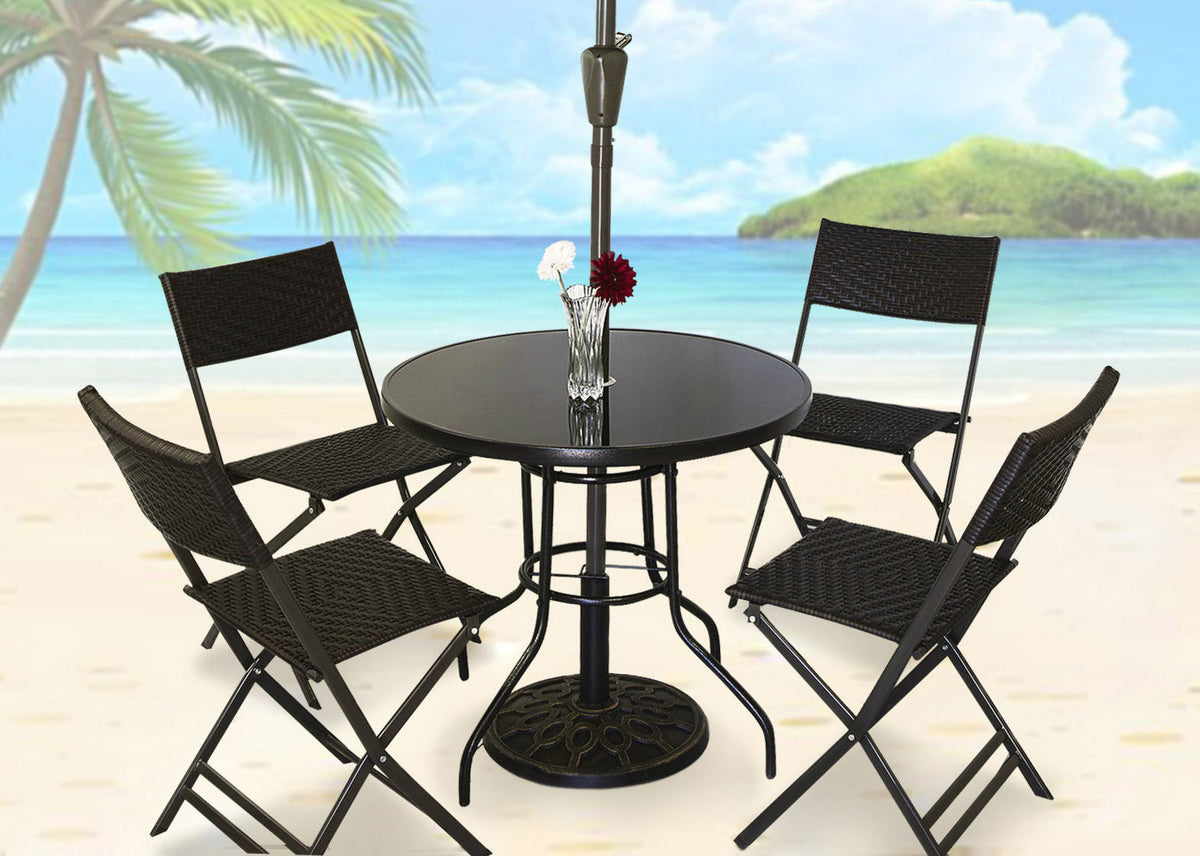 Gartenmöbel-Set Alfresco, 5-teilig (4 Sessel und Glastisch)