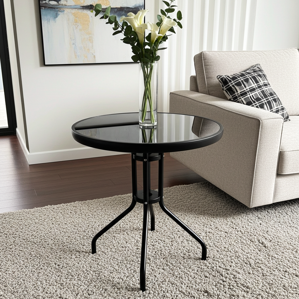 Beistelltisch Alfresco mit Spiegelglasplatte, rund 60 cm