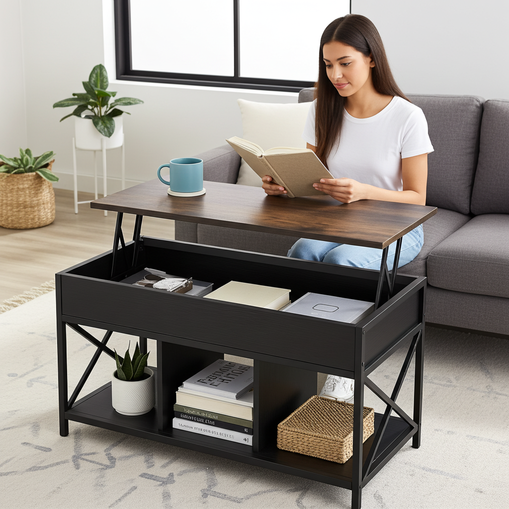 Couchtisch Elara mit aufklappbarer Platte und Stauraum, 100 cm
