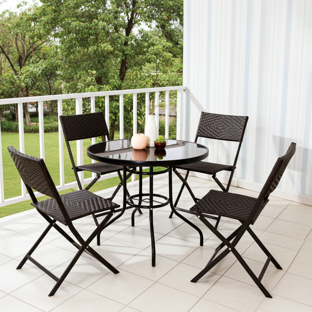 Gartenmöbel-Set Alfresco, 5-teilig (4 Sessel und Glastisch)