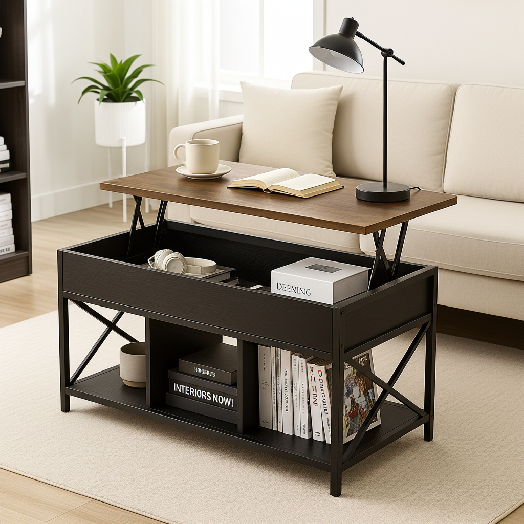 Couchtisch Elara mit aufklappbarer Platte und Stauraum, 100 cm
