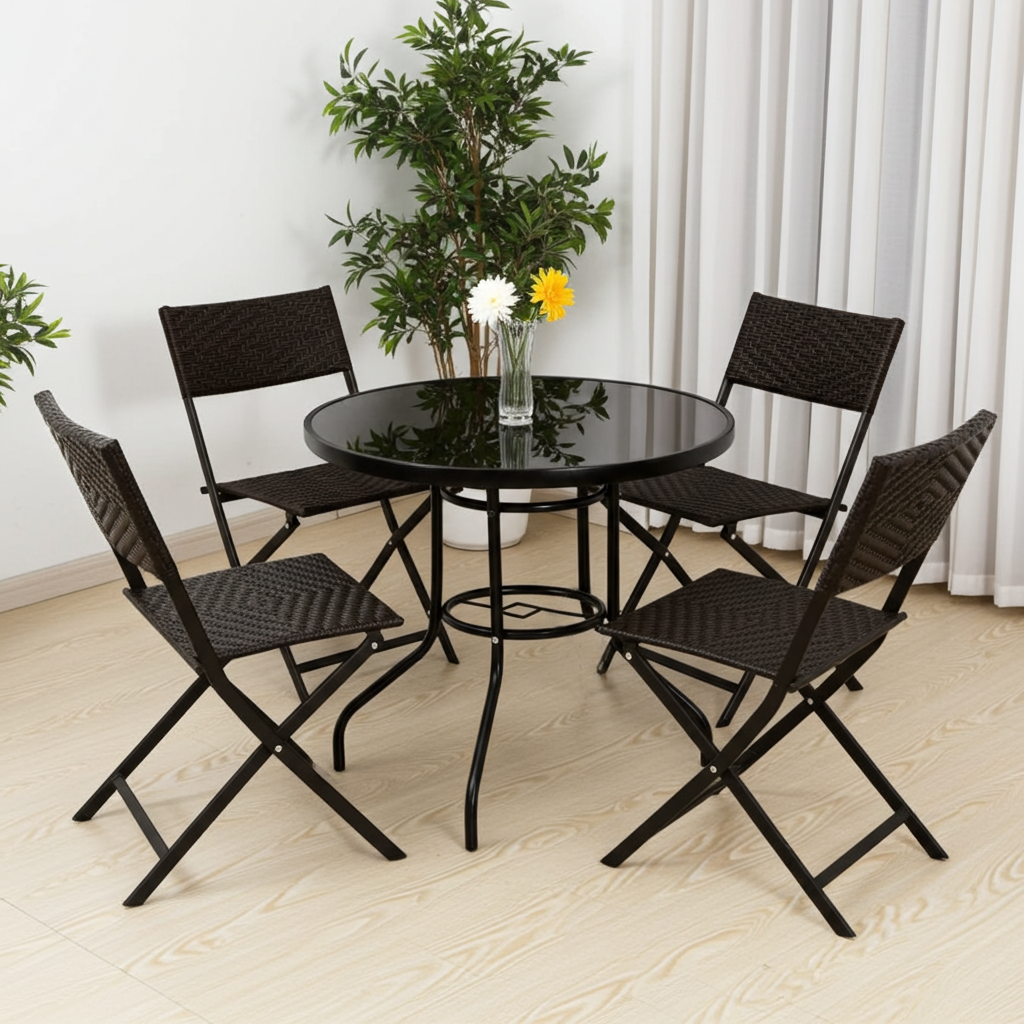 Gartenmöbel-Set Alfresco, 5-teilig (4 Sessel und Glastisch)
