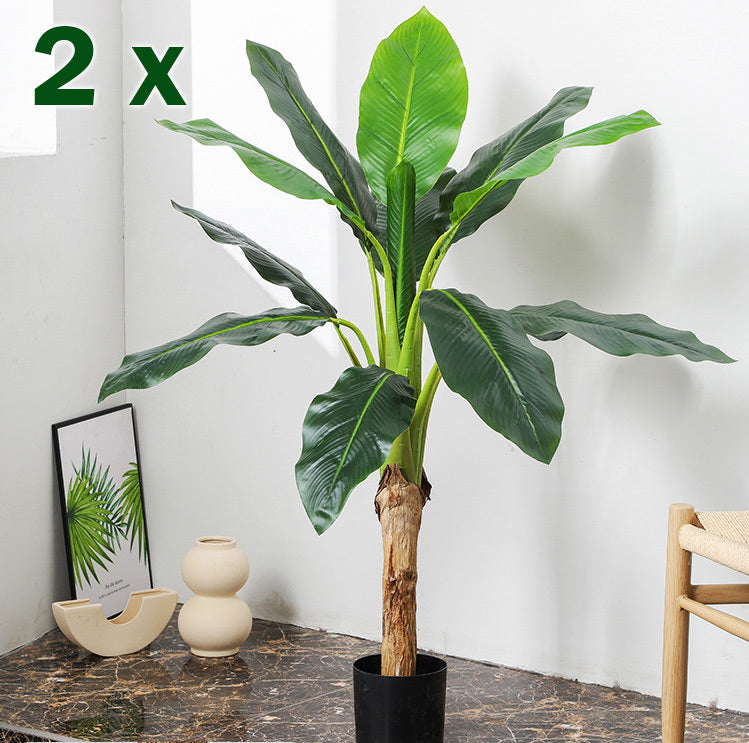 Kunstpflanze Bananenbaum 118 cm im Topf, 2er-Set