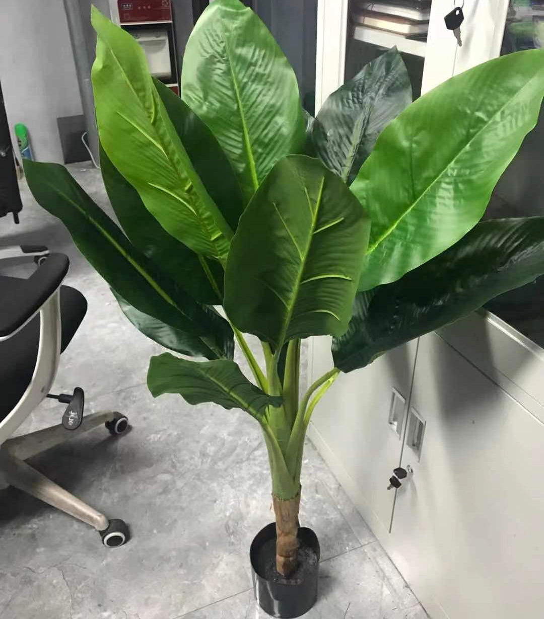 Kunstpflanze Bananenbaum 118 cm im Topf, 2er-Set