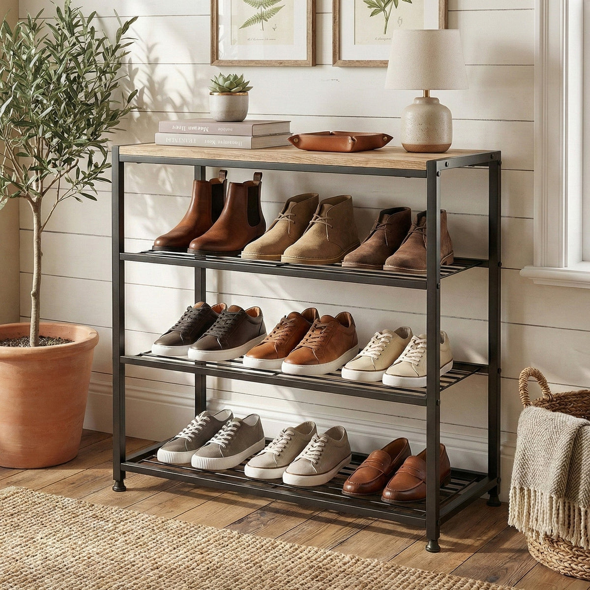 Schuhregal Vita mit 4 Ebenen, 63 x 63 cm