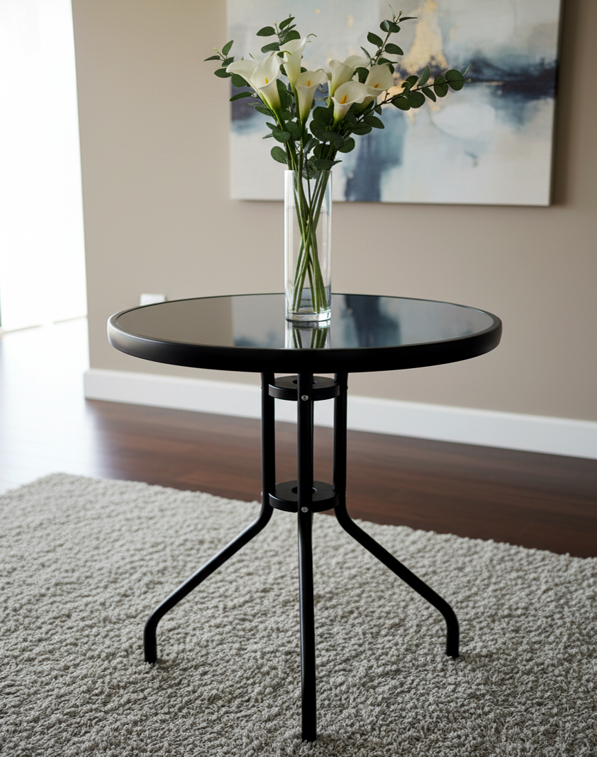 Beistelltisch Alfresco mit Spiegelglasplatte, rund 60 cm