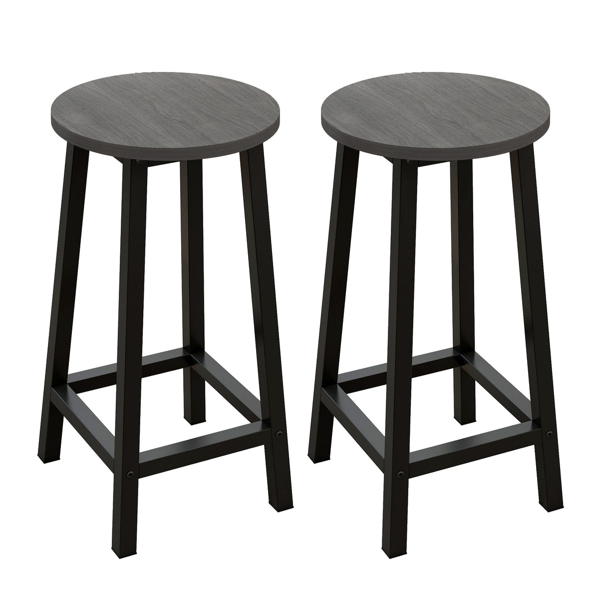 Barhocker Industrial aus Holz und Metall, 2er-Set