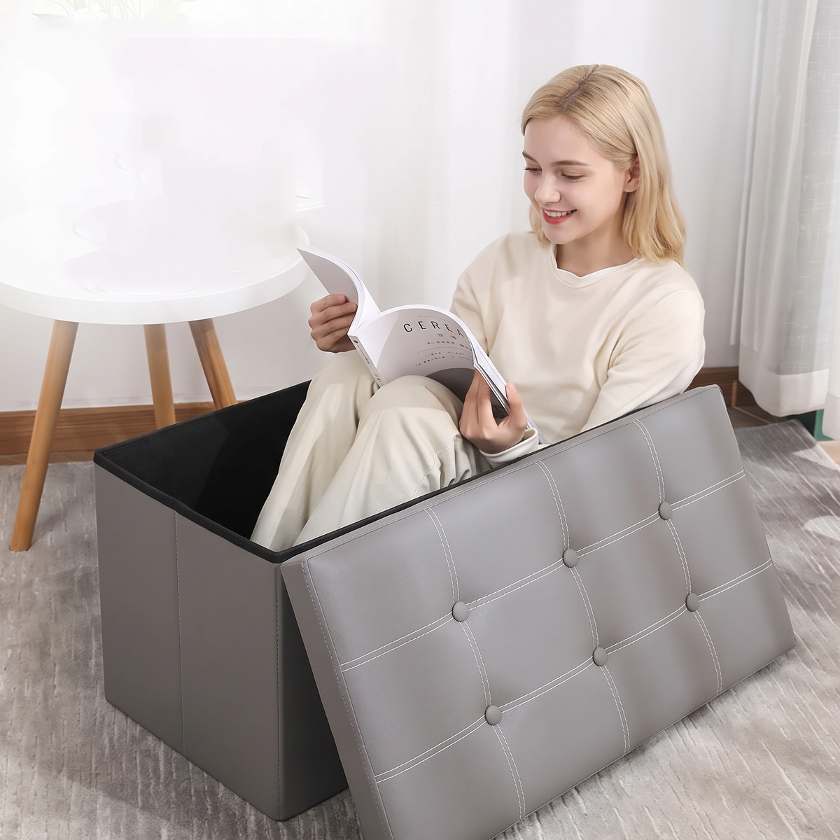 Sitzhocker XL mit Stauraum, 76 x 38 cm