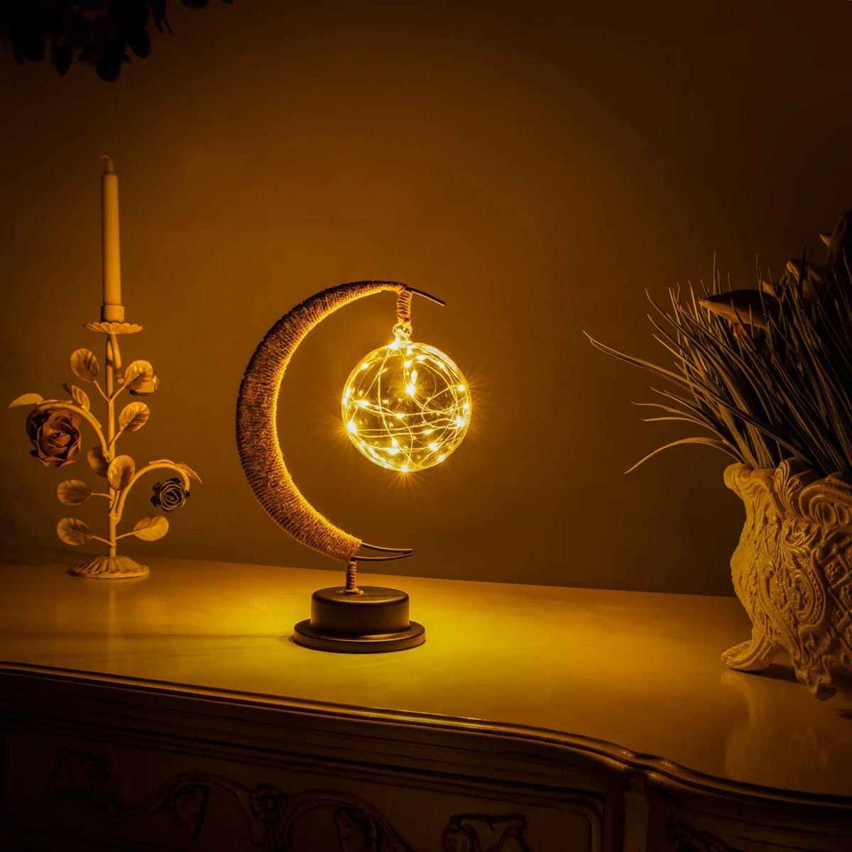Mondlampe mit Halbmond-Ständer, 27 cm, USB