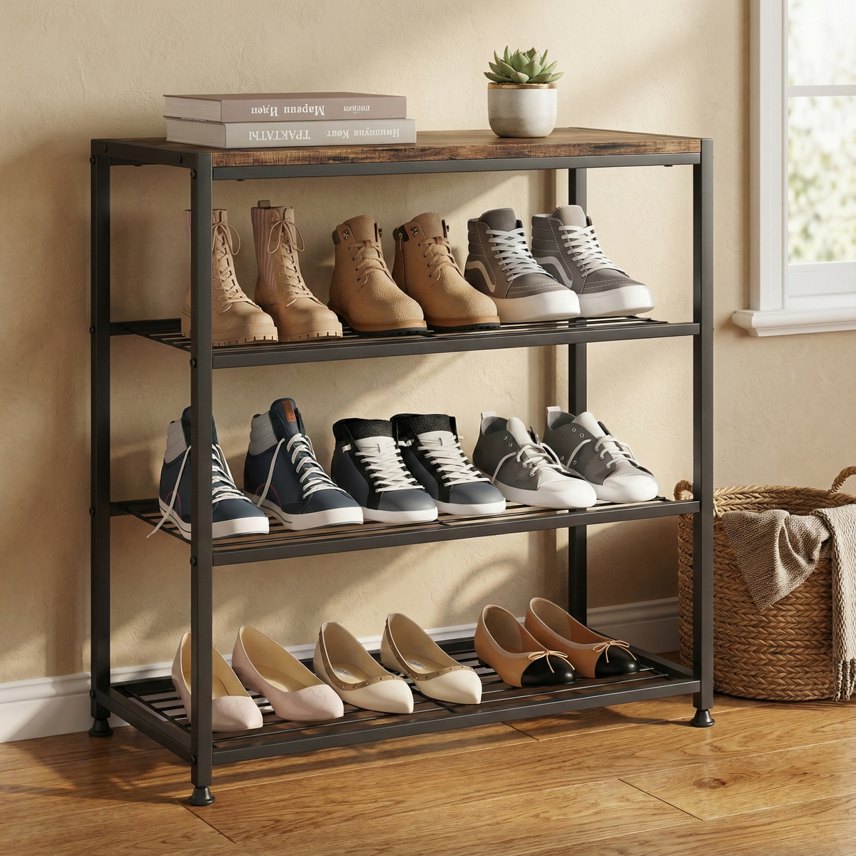 Schuhregal Vita mit 4 Ebenen, 63 x 63 cm