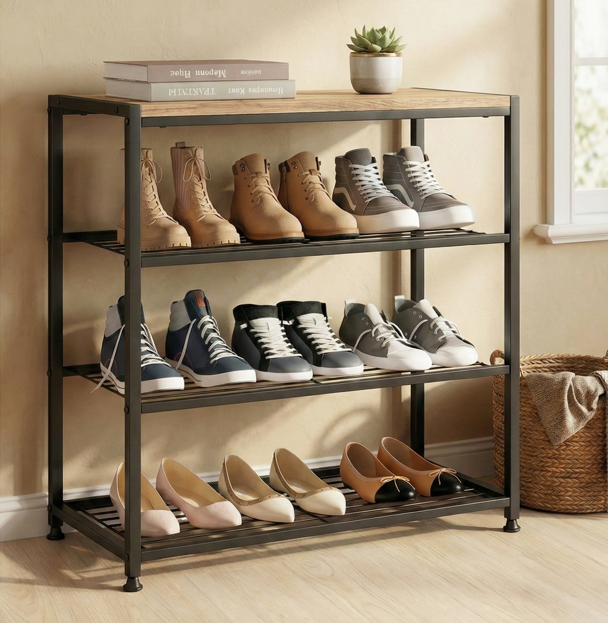 Schuhregal Vita mit 4 Ebenen, 63 x 63 cm